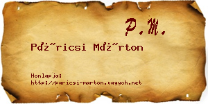 Páricsi Márton névjegykártya